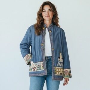 Suttles & Seawinds Vicki Lynn Bardon Vintage Women's Denim Jacket Size OS Small